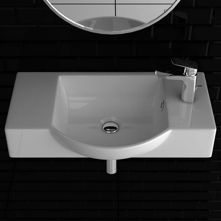 Alpenberger Waschbecken Waschplätze Klein Gäste WC - Keramik Handwaschbecken 55 cm Breit (Ohne Armatur, Ablaufventil oder Siphon) in zeitlosem Design