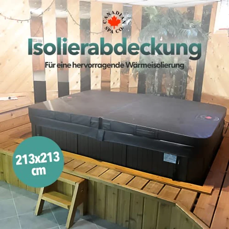 CANADIAN SPA CO. Poolabdeckung eckig, 213x213 cm, grau, Isolierabdeckung für Whirlpool, Abdeckung für Pool wasserdicht und UV-beständig – Bild 2