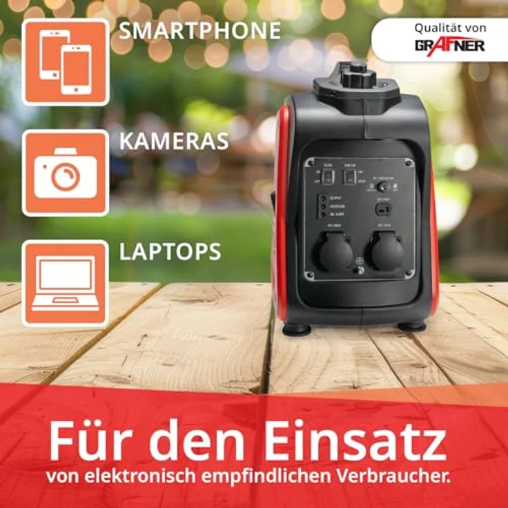 Grafner Stromerzeuger Inverter Generator 2200 W, Benzinbetrieb 4 Takt, Invertertechnologie, leicht robust, digitaler Notstrom Aggregat – Bild 5