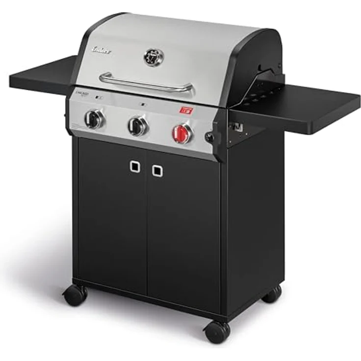 Enders® Gasgrill Chicago Next 3 R Turbo, 3-Edelstahlbrenner, doppelwandige Garhaube, 2 abklappbare Seitenablagen, integriertes Thermometer, 10,6 kW Switch Grid™, 800° Grad Turbo Zone™ #89346 - Preisvergleich – Bild 1