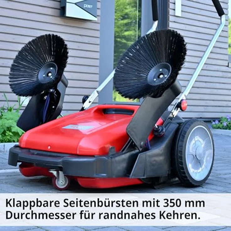 Hecht Handkehrmaschine 8105, 105 cm Arbeitsbreite, 2 x Ø 350 mm Bürsten, 48L Behälter, 3800 qm/h Flächenleistung, ergonomischer Führungsholm – Bild 3