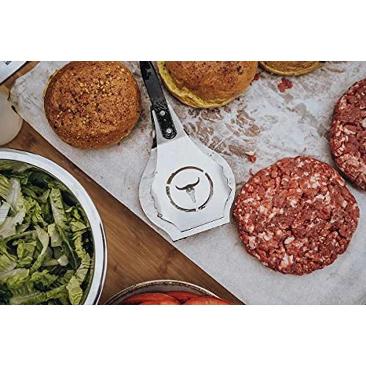MOESTA-BBQ 19296 V-Tong BurgerZange 46cm – Burger-Patty-Grillzange mit Holzgriff – Edelstahl-Wendezange für Hackfleisch – Bild 2