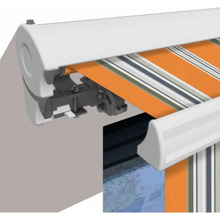 Eclipse Kassettenmarkise Halbkassette, manuelles Gelenkarmmodell 4x3m, Stoff 280g/m² Polyester (PE) mit UV-Schutz 50+, Farbe: Sommerbrise – Bild 3