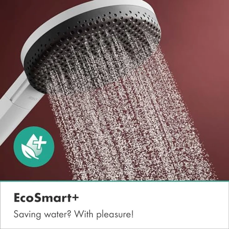 hansgrohe Raindance Alive Select S, Runde Handdouche mit 3 Strahlarten, Anti-Kalk-Funktion, EcoSmart+ Technologie, matt Weiss mit grafiter Strahlplatte – Bild 4