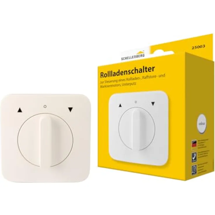 Schellenberg 25003 Rollladenschalter Drehknopf, Unterputzmontage mit Tast- und Rastfunktion, kompatibel mit Rollladenmotoren