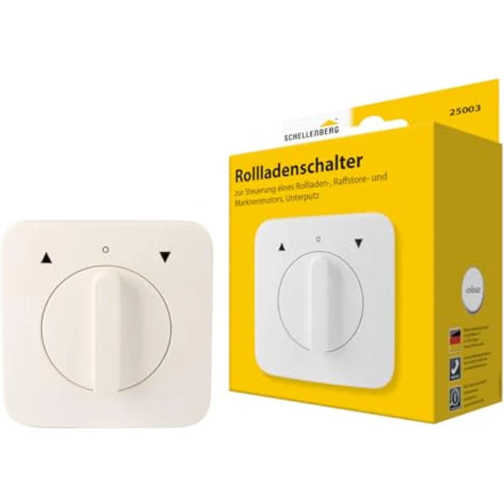 Schellenberg 25003 Rollladenschalter Drehknopf, Unterputzmontage mit Tast- und Rastfunktion, kompatibel mit Rollladenmotoren – Bild 1