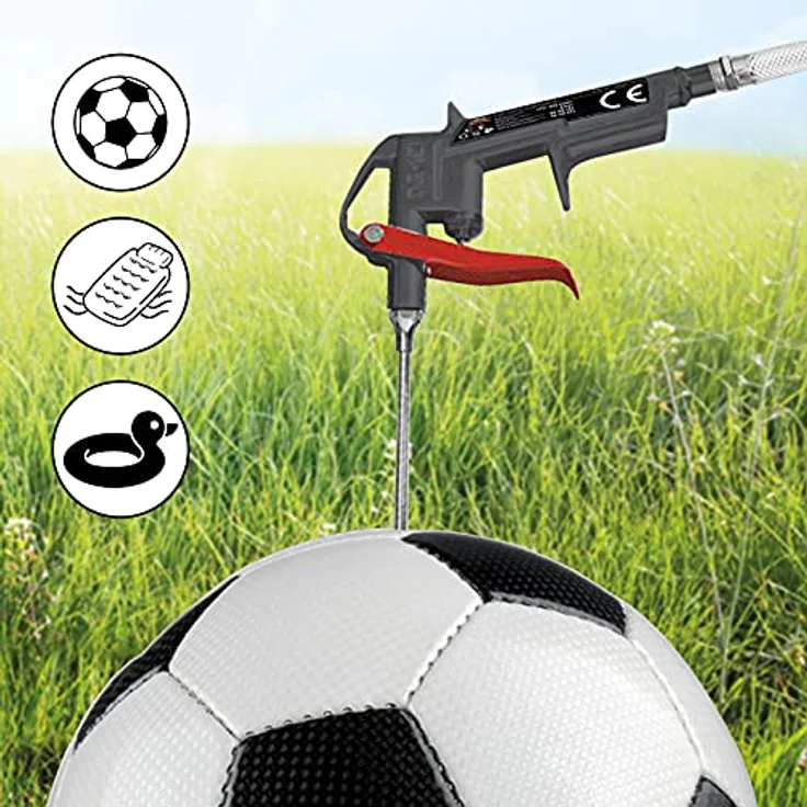 MAUK 13tlg Reifenfüller Druckluft Set mit Manometer und 8tlg Adapterset, max. 8 bar, für Autoreifen, Fahrräder, Luftmatratzen – Bild 2