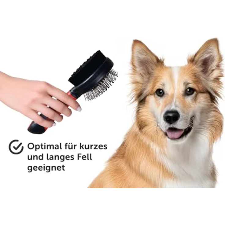 Karlie Cepillo Con Cerdas & Púas para Perros, Tierfellpflegebürste für kurzes bis langes Fell mit ergonomischem Anti-Rutsch Griff – Bild 3