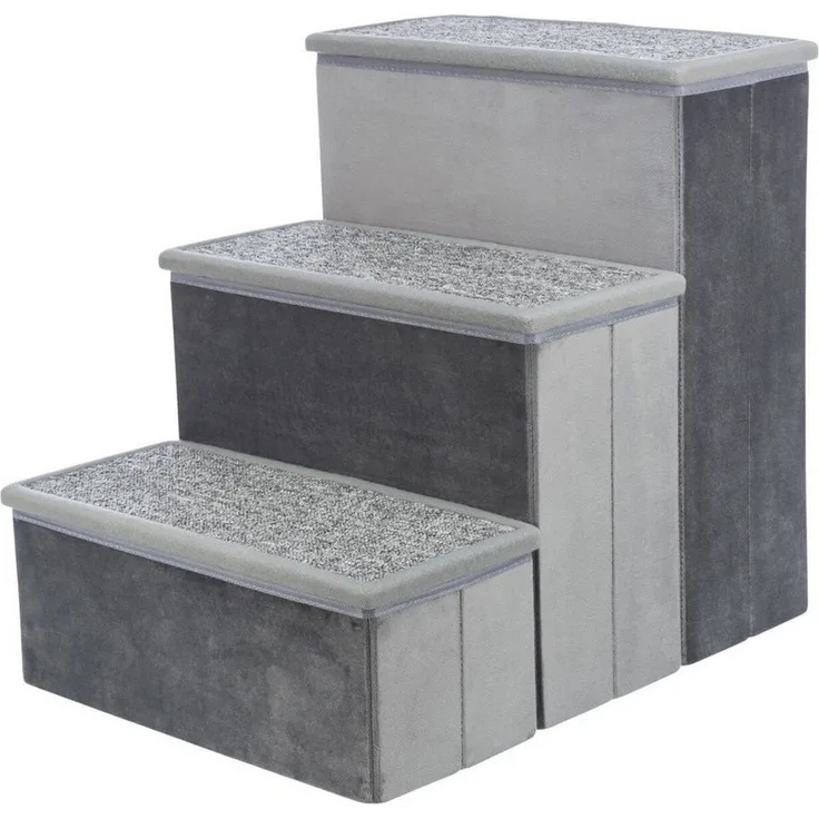 TRIXIE Haustiertreppe Treppe grau für Hunde, belastbar bis zu 50 kg, Maße: 34 x 45 x 50 cm