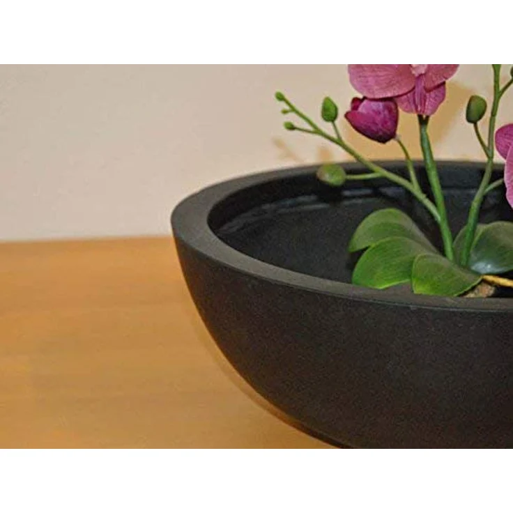 Elegant Einrichten Pflanzkübel Fiberglas Schale-Rund, D46xH16cm, matt schwarz, wasserdicht und UV-beständig – Bild 2