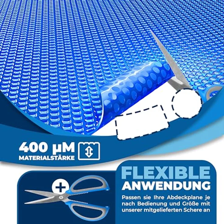 KESSER Pool Solarabdeckplane Rund Ø 244 cm Solarfolie Stärke 120 µm Solarabdeckung Solarplane zuschneidbar Poolsolarplane Solar Folie Poolheizung für Wassererwärmung Wärmeplane Blau, Ø 244 cm – Bild 3