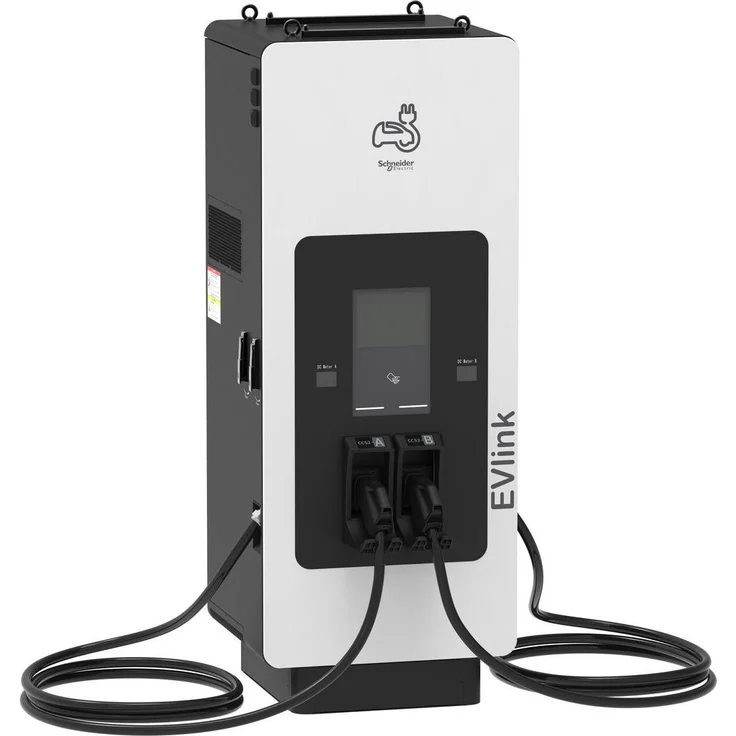 Schneider Electric Pro DC Ladestation 150kW, Elektroladestation für 2 Fahrzeuge mit IP55, 10,4 Zoll LCD-Display, Typ 2