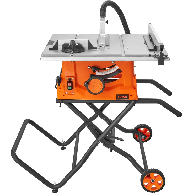 VEVOR Tischkreissäge M1H-ZP5-254D-1, 1800W, Ø254mm, 4800U/min, 85mm Querschnitt, 55mm Schrägschnitt, Winkelanschlag -60˚/60˚, ideal für Holz und DIY-Projekte