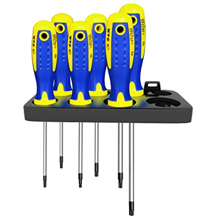 S&R Schraubendreher Set Torx 6-tlg, magnetisch, Power-Form, gelochter Ergo-Griff, inkl. Wandhalterung, S2 Spezialstahl Klingen, Profi-Qualität – Bild 1