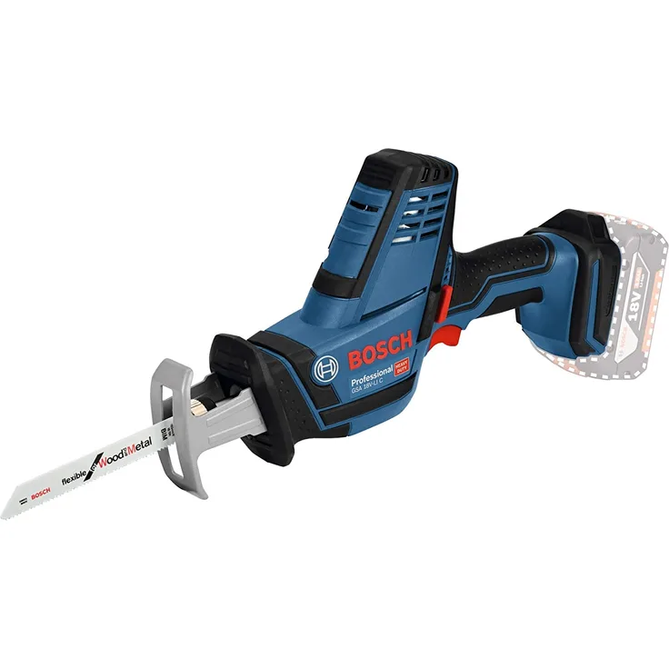 Bosch Professional 18V System Akku Säbelsäge GSA 18 V-LI C (Compact Version, 3x Säbelsägeblatt, ohne Akkus und Ladegerät, im Karton)