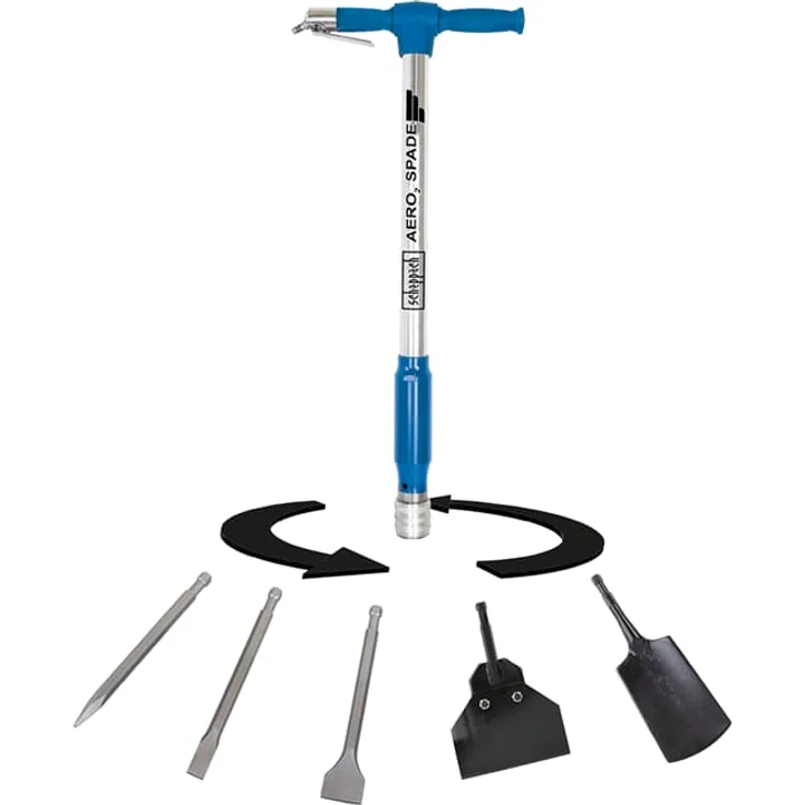 Scheppach Druckluft-Spaten Aero²Spade für den Kompressor (Drucklufthammer 27 Joule, 6,3 bar, Kombi-Gerät mit Schnellwechselsystem, Druckluftmeissel inkl. 5 Werkzeugaufsätze Set) – Bild 2