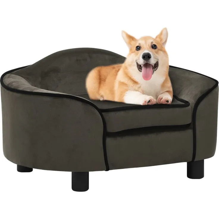 vidaXL Hundesofa Dunkelgrau 67x47x36 cm Plüsch