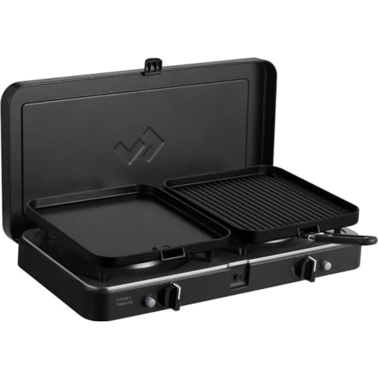 Cadac 2-Cook Turbo FFD Deluxe 30mbar BBQ Gasgrill Tischgrill Campinggrill 203F2C-20-EU, Leichtgewichtiges Tischmodell mit Turbo-Brennern, blau – Bild 1