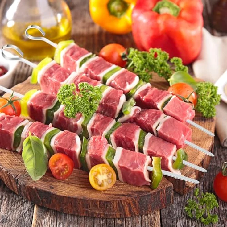relaxdays Grillspieß Grillspieße Edelstahl im 20er Set (Silber, Schwarz, Rot) - Lange Edelstahlspieße für Grill und Pfanne, geschwungene Griffe, inkl. Aufbewahrungstasche – Bild 3