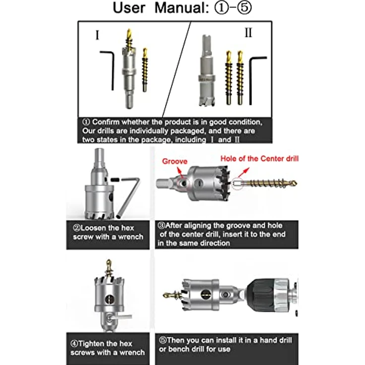 ASNOMY 50mm TCT Hartmetall-Lochsäge, leistungsfähiger Lochöffner für Edelstahl und Metall, ideal für Tischbohrmaschinen und Elektrowerkzeuge – Bild 5