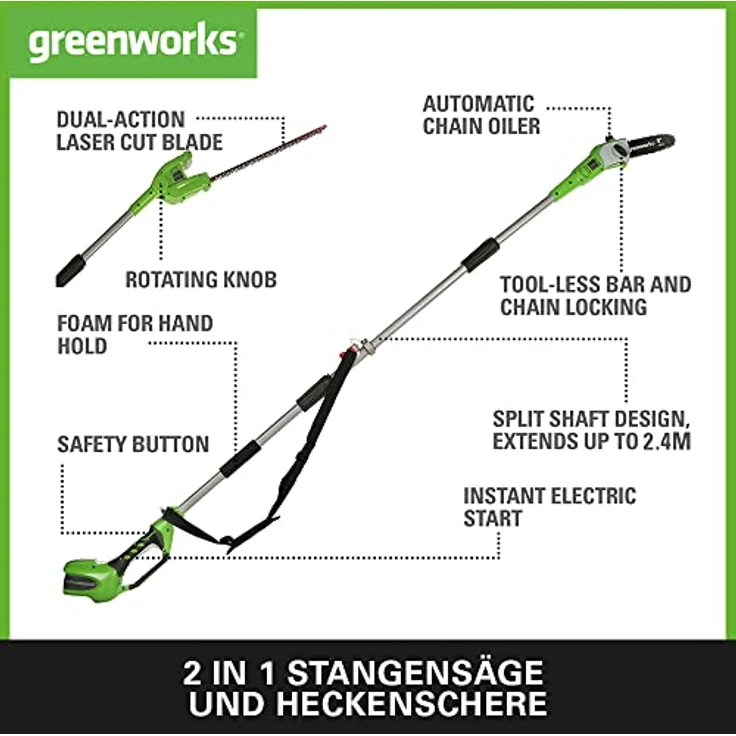 Greenworks Hochentaster und Heckenschere Set 40 V – Bild 2