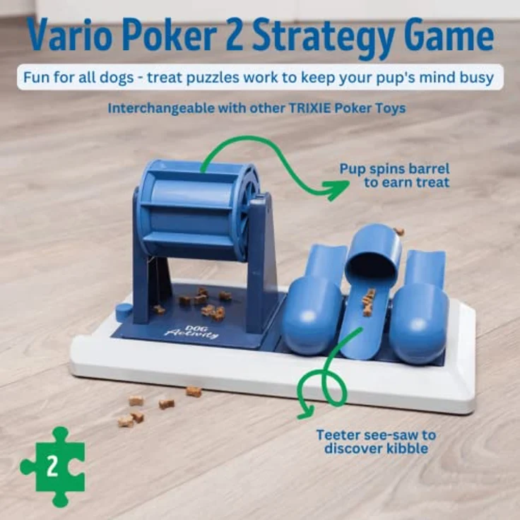 TRIXIE Hundespielzeug Intelligenz Dog Activity Strategiespiel „Poker Box Vario 2“ – Anspruchsvolles Intelligenzspielzeug für Hunde zur Beschäftigung, 32x17cm – 32003 – Bild 2