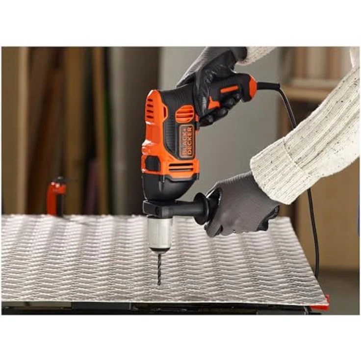 Black+Decker BEH850K-QS 850W 1-Gang Schlagbohrmaschine (Schlagbohrer, 13mm Schnellspannbohrfutter, konstanter Rechts--Linkslauf, Griffgummierung, Zweihandgriff, inkl HSS Bohrer) BEH850K, 850 W – Bild 6