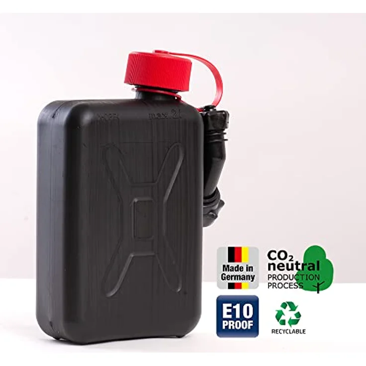 Hünersdorff Kraftstoff-Kanister STANDARD 2 L, Ersatzkanister für Kleinwagen und Hybridfahrzeuge, HD-PE, made in Germany, TÜV-geprüfter Produktion, schwarz – Bild 4