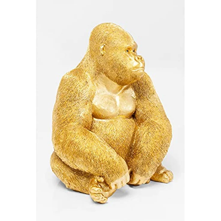 Kare Design Deko Figur Gorilla Side XL Gold, große Dekofigur in Form eines Gorillas, ausgefallene Wohnzimmer Dekoration, Dekofigur Gorilla Gold, Dekoobjekt Affe (H-B-T)76x60x55cm – Bild 4