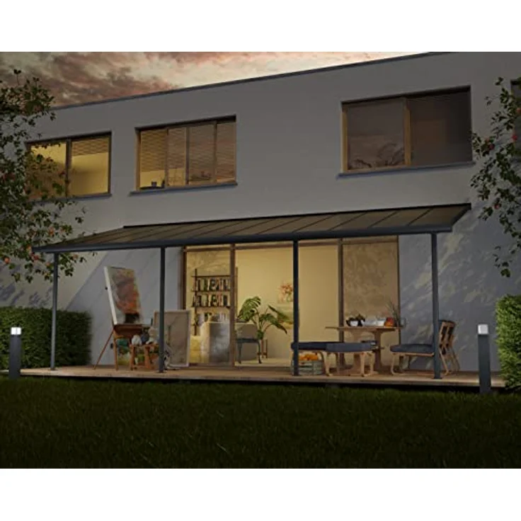 Canopia by Palram Terrassenüberdachung Alu Capri 3X7.30 Polycarbonat Hohlkammerplatten Pergola 739 x 295 cm Grau zur Überdachung ihrer Terrasse – Bild 3
