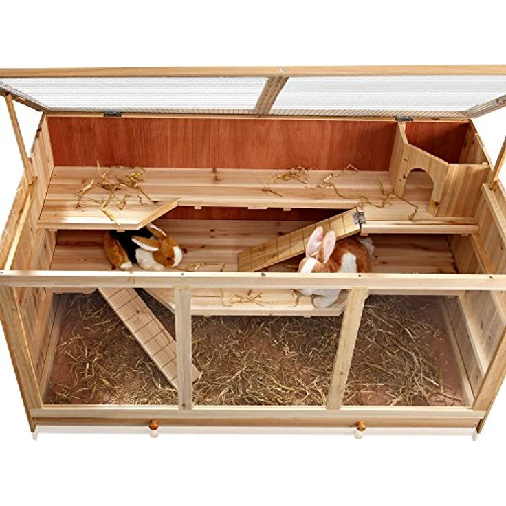 Melko Kleintierkäfig Nagervilla Hamsterkäfig Mäusekäfig aus Holz, 117 x 63 x 58 cm, inklusive 2 Rampen, 3 stöckig – Bild 5