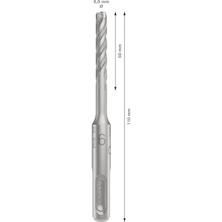 Bosch PRO SDS plus-5X Hammerbohrer 6 x 50 x 110 mm, langlebig und präzise für Stahlbeton, 4-Schneider-Design – Bild 3