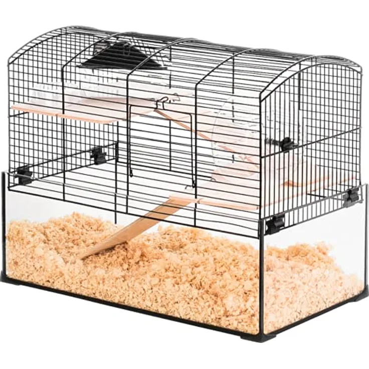 ZOLUX Neo Panas small cage with Glass Litter Box- Black