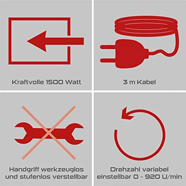 Practixx SDS-Plus Bohrhammer PX-BH-7V, 1500W mit 7 Joule Schlagkraft, 6 Geschwindigkeiten bis 920 U/min, 4250 BPM, 32mm Bohrleistung, inkl. Koffer, Bohrer & Adapter – Bild 5