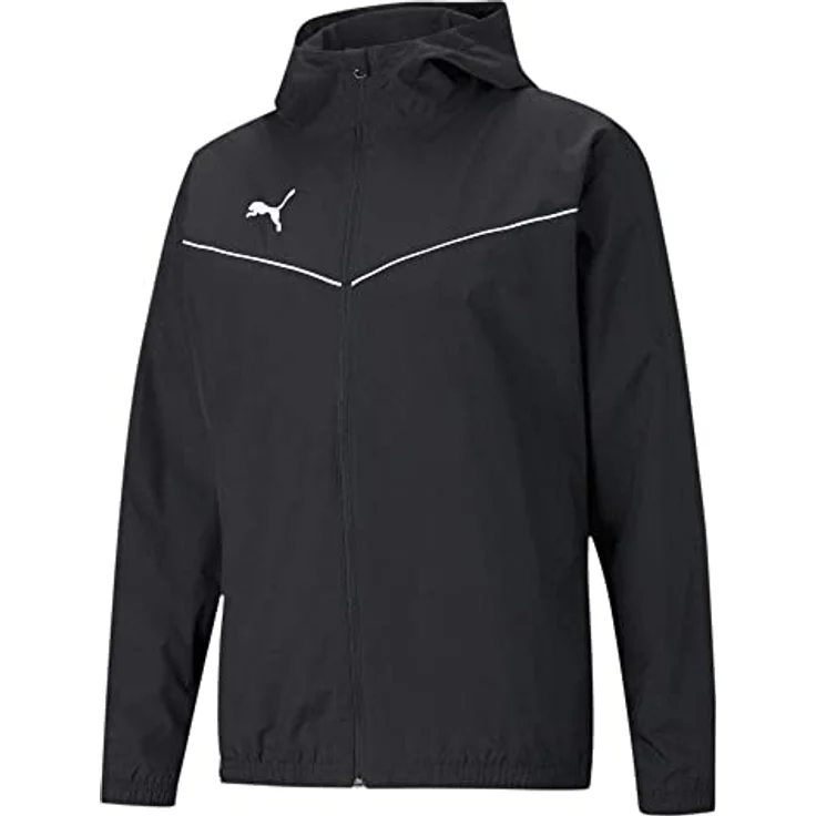 Puma teamRISE All Weather Jkt Jr-657402, Unisex Laufjacke mit Kapuze und Reissverschlusstaschen, Schwarz, Größe 140 – Bild 1