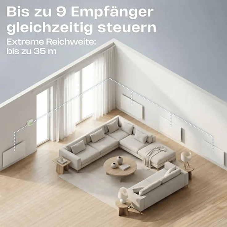 VASNER VFTB-AS Funk Thermostat Set, Digitales Funkthermometer mit Empfänger für Infrarotheizung, 0,5°C Temperatursteuerung, bis 9 Empfänger – Bild 5