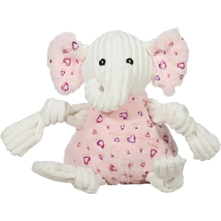 HuggleHounds Valentina Elephant Knottie®, plüschiges und langlebiges Hundespielzeug mit Quietscher, klein – Bild 1