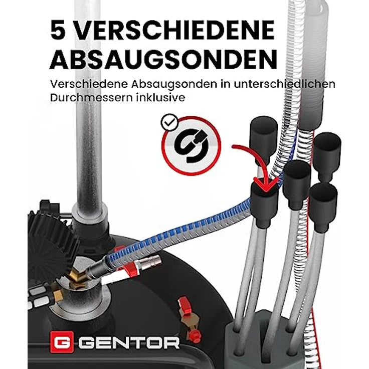 GENTOR Ölauffangwagen 80L, Ölabsaugpumpe mit höhenverstellbarer Wanne und Öl-Absaugsonden – Bild 8