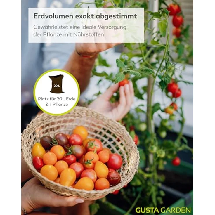 Gusta Garden Pflanzkübel TOM TOMATO, Tomatentopf mit stabiler Rankhilfe und Bewässerungssystem, dunkelgrün – Bild 5