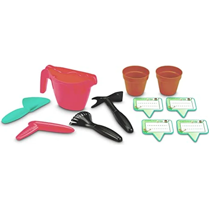 BURI Kinder-Hochbeet mit Gartenwerkzeug in Grün - 12 TLG. Mini Frühbeet Pflanzkasten für Kinder Kräuterbeet aus Kunststoff Gemüsebeet ohne scharfe Kanten, 30 cm hoch – Bild 3