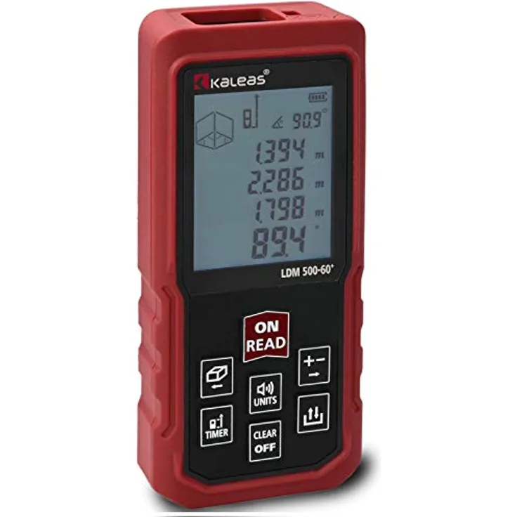 Kaleas Profi Laser Entfernungsmesser LDM 500-60+ für Entfernung bis 60m [Genauigkeit ±1.5mm] Neigungsmesser outdoor indoor (34057)
