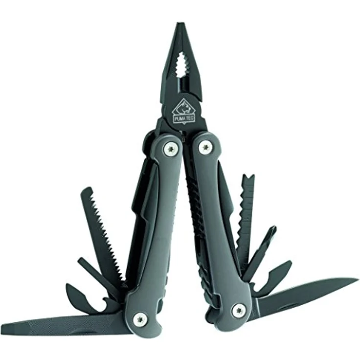 Puma TEC Erwachsene Werkzeug Multitool Zange mit Feder Länge geöffnet: 16.7 cm Messer, grau, One size – Bild 2