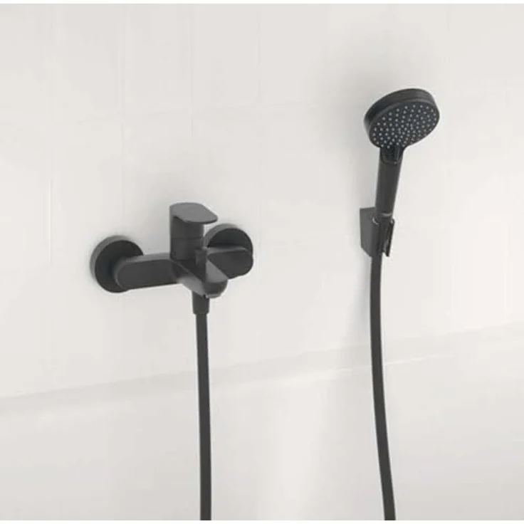 Hansgrohe Rebris S Einhebel-Wannenmischer Aufputz, matt schwarz, mit Keramikmischsystem und automatischer Rückstellung – Bild 4