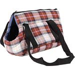 Hundetragetasche Größe S rot kariert Transporttasche für Hunde und Katzen Hundetasche Polyester strapazierfähig und hochwertig