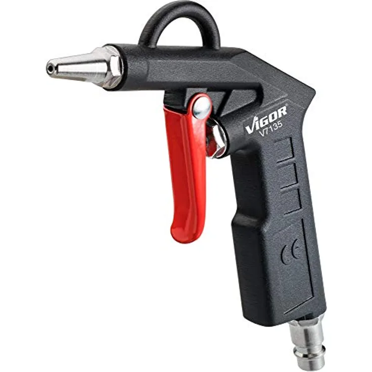 Vigor Ausblas-Pistole V7135, Druckluftwerkzeug mit Aluminiumgehäuse und kälteisolierendem Handgriff, Betriebsdruck 6 bar