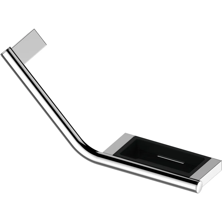 Keuco Haltegriff PLAN, 135 Grad links, verchromt mit Seifenablage, 444 mm x 163 mm