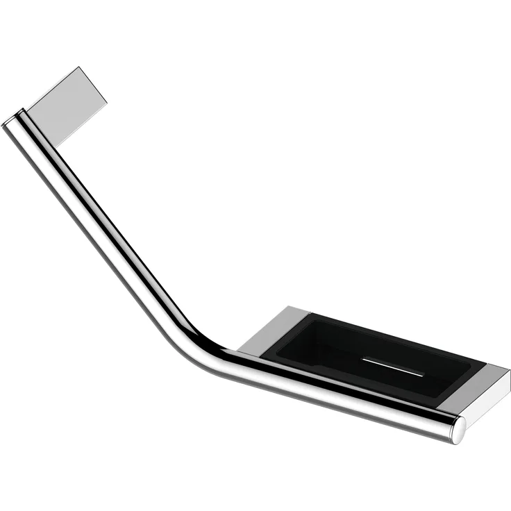 Keuco Haltegriff PLAN, 135 Grad links, verchromt mit Seifenablage, 444 mm x 163 mm