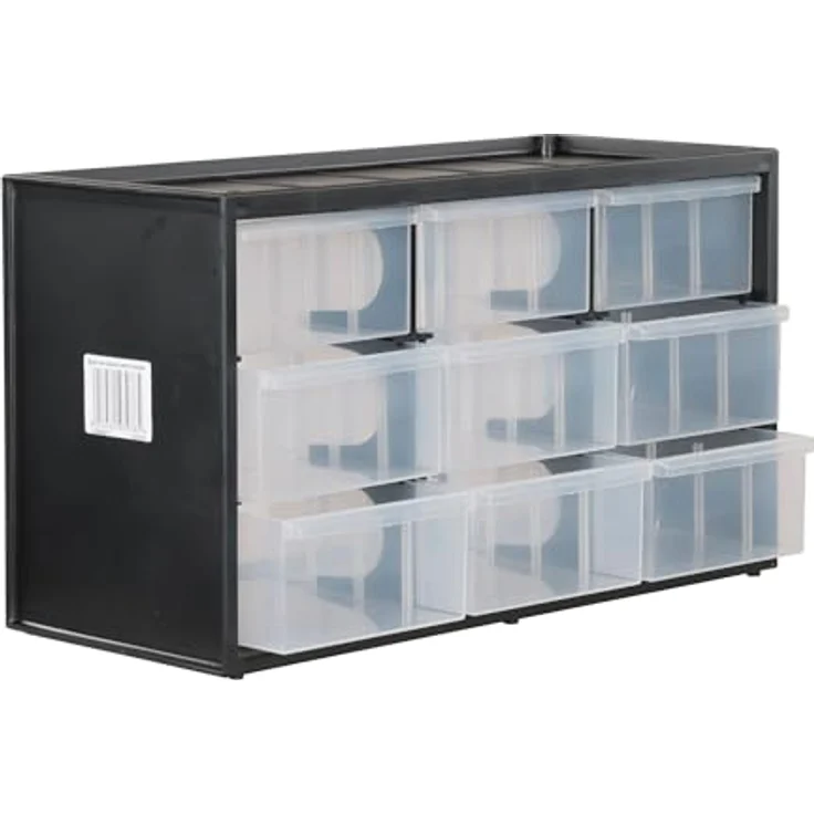 Stanley Kleinteilemagazin - Sortimentskasten (36.5x21.3x15.5cm, mit neun Schubladen, bruchfester Kunststoffrahmen, transparente Schubladen, geeignet für Wandmontage) 1-93-978 – Bild 4