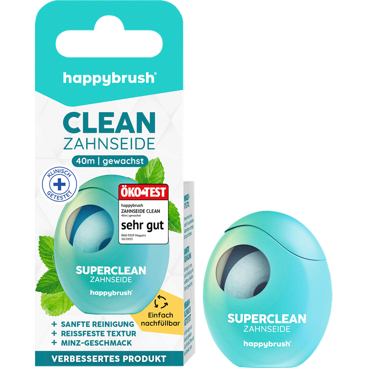 happybrush Zahnseide Clean gewachst, 40 m