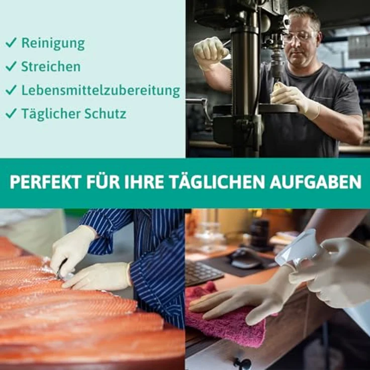 Ansell TouchNTuff 69-318 Naturgummilatex Handschuhe, Chemikalien- und Flüssigkeitsschutz, Naturfarben, Größe 8 (100 Handschuhe pro Spender) – Bild 5